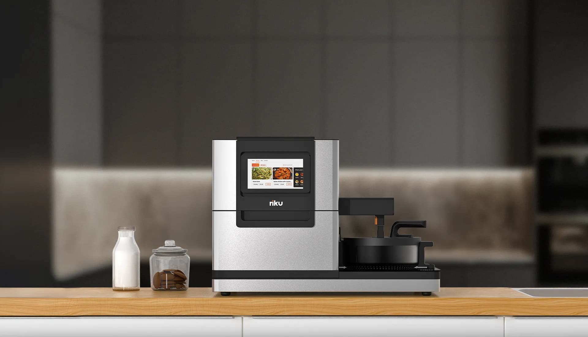 Riku smart cooking device in a modern kitchen setting